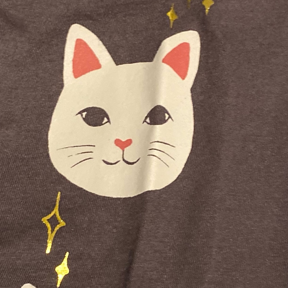 Torrid Slim fit long sleeve shirt with cat design on arms
